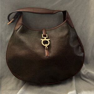 Salvatore Ferragamo Brown Leather Hobo Bag EUC Has COA